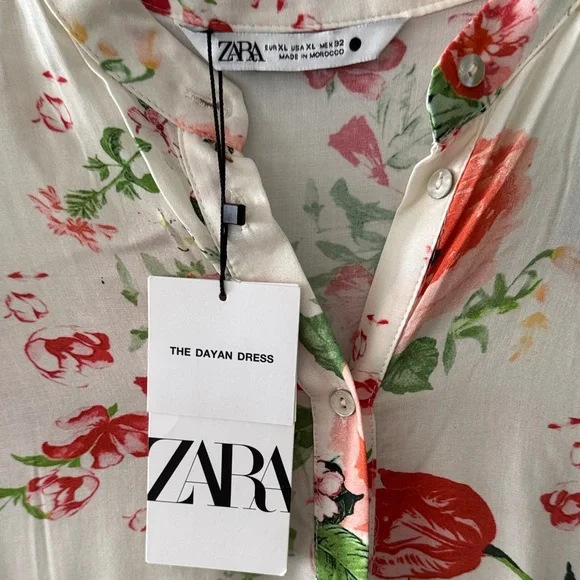 Zara Floral Long Sleeve Dress - Red and Green - Picture 2 of 7